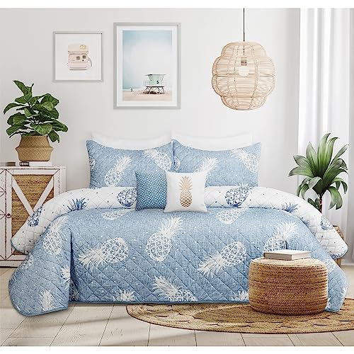 Quilts-for-King-Bed-Blue-Pineapples-Bedspreads-Soft-Bed-Summer-Quilt-Lightweight-Microfiber-Bedspread-Modern-Style-Pattern-Coverlet-for-All-Season-3-Piece-1-Quilt-2-Pillow-Shams