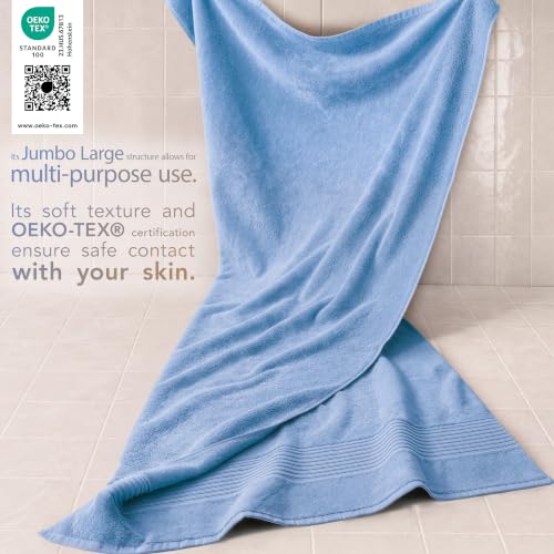Image of Cotton Paradise 100% Cotton Hand Towels, 2 Piece 35x70 Hand Bath Towels, Sky Blue