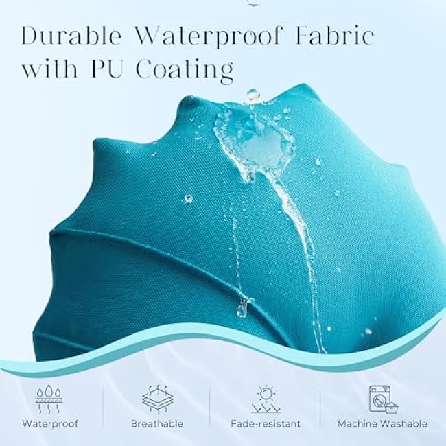 Phantoscope Outdoor Sea Horse Shaped Throw Pillow, Decorative Waterproof Pillows for Outdoor Patio Furniture, Beach Cushion Pillows, Lake Blue 23 x 9.5 Inches