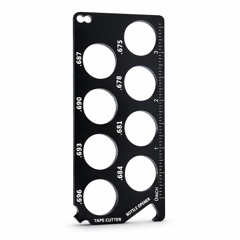 A.C.I.L. Paintball Bore Size Gauge Tool – .68 Cal Ball Sizing Card (.675–.696) – Accuracy & Barrel Matching Tool – Durable Aluminum Measuring Plate