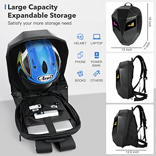 Dabashan Motorcycle Backpack For Men, Led Backpack With Diy Programmable Full Color Screen, Hard Shell Large Capacity Waterproof Helmet Bag Laptop Backpack #TOP2