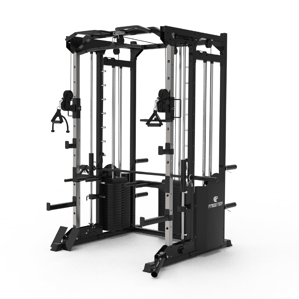 Smith Machine Modelo S 9000, Máquina de Musculación Completa, Entrenamiento de Todos los Grupos Musculares, Alta Resistencia, Gimnasio en Casa, 135x147x217 Cm