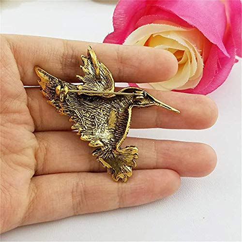 Bestdays Antique Tone Bird Hummingbird Sparkly Multi Colors Austrian Crystal Pin Brooch Jewelry4