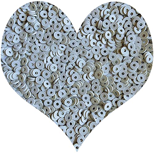 3000Pcs Flat Round Polymer Beads Vinyl Heishi Beads for Jewelry Making Women Necklace Bracelet Earrings(04-Grey)