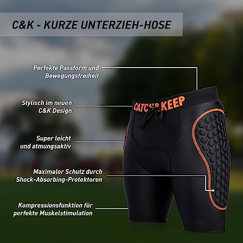 CATCH & KEEP Torwart Unterziehhose kurz gepolstert 2.0 - Fußball Protector-Torwarthose - Sporthose mit Kompressionsfunktion und atmungsaktivem Material (as3, Alpha, l, Regular, Regular)