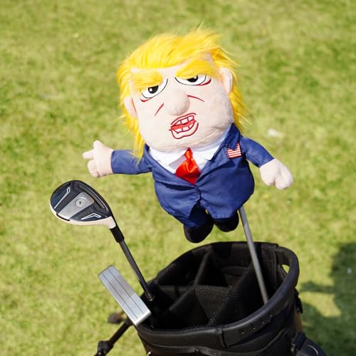 Funny Driver Headcover - Trump Golf Head Covers for Men Women Golfer - Patriotic Trump Golf Club Covers for Drivers Fits up to 460CC - Unique Donald Trump Plush Golfing Gifts USA Style