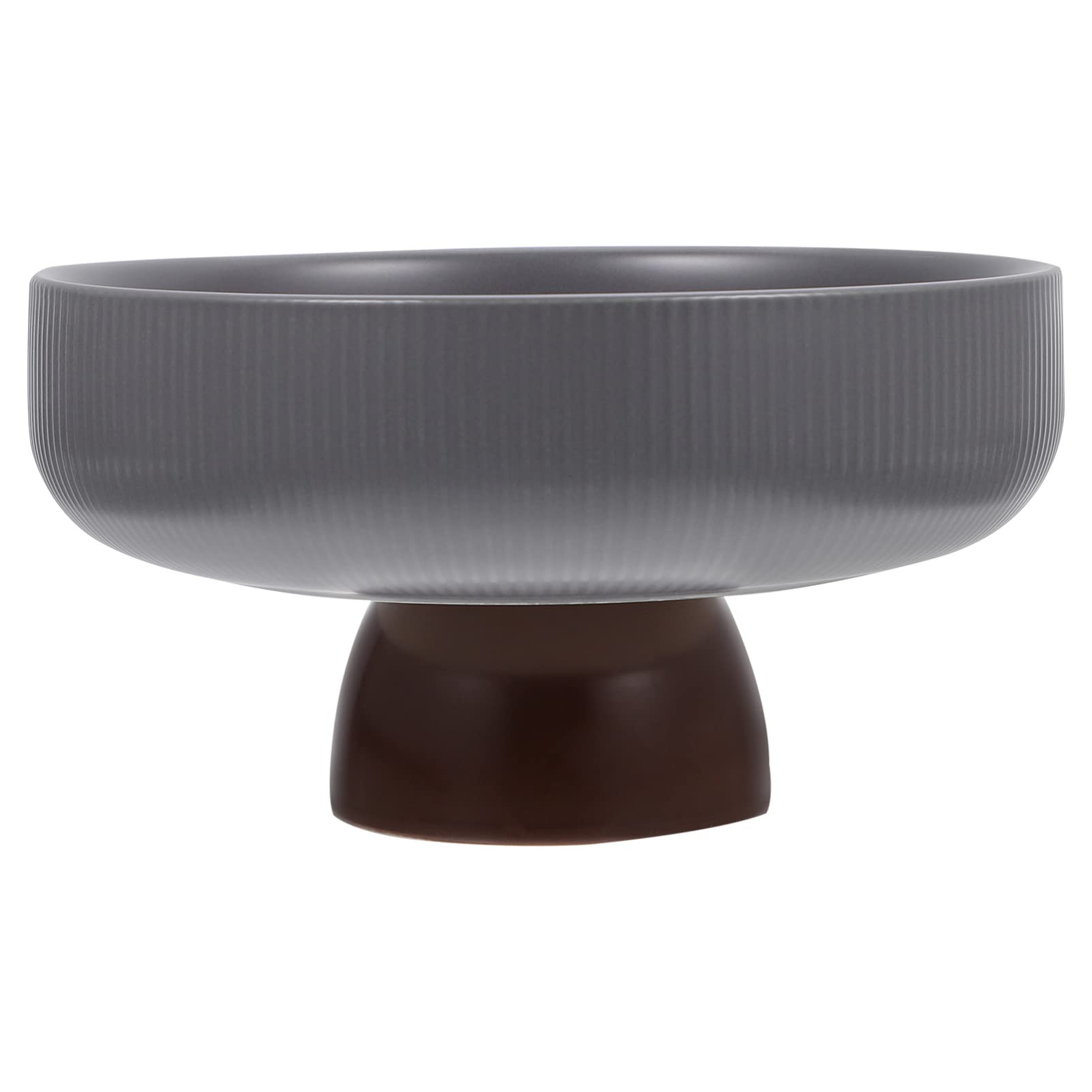 IROEJT Vintage D Decorative Ceramic Footed Bowl - Porcelain Pedestals Centerpiece For Candy, Nuts, Snacks - Round Serving Plate For Home Decor，Grey One Size