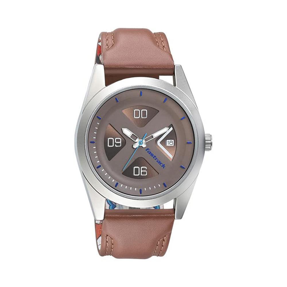 Fastrack Go Skate Quartz Analog with Date Brown Dial Leather Strap Watch For Men-NS3218SL01 (B082XL5CGW) Amazon Price History, Amazon Price Tracker