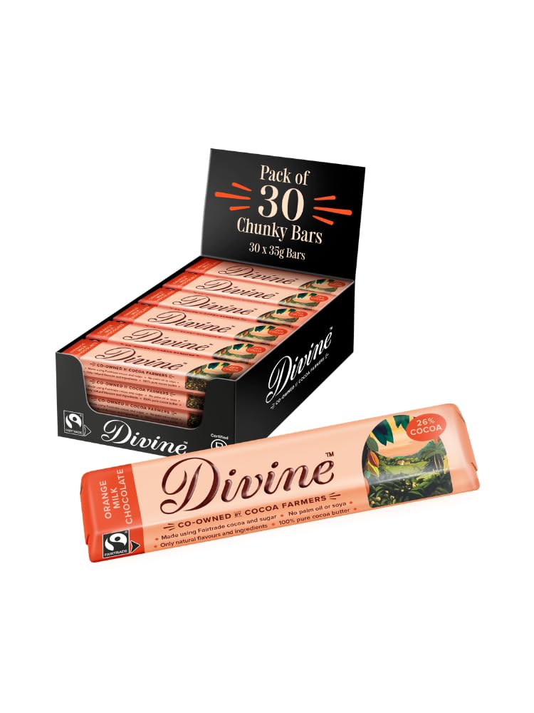 Orange Milk Chocolate Bars 30 x 35g – Fairtrade Milk Chocolate – Zesty Orange Flavour – Ethical Premium Chocolate