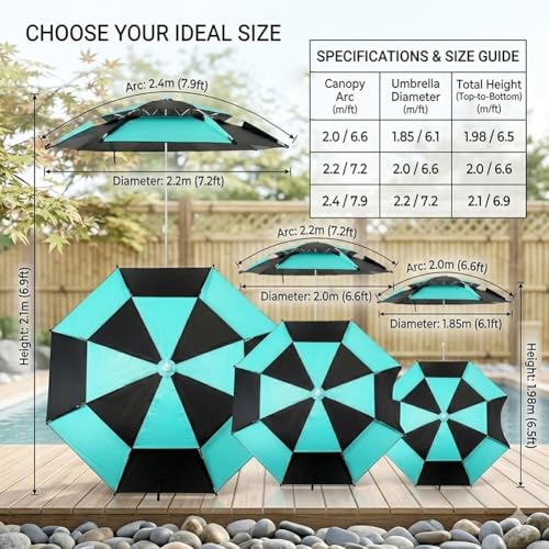Parasol de plage avec protection solaire réglable contre les rayons UV - 5