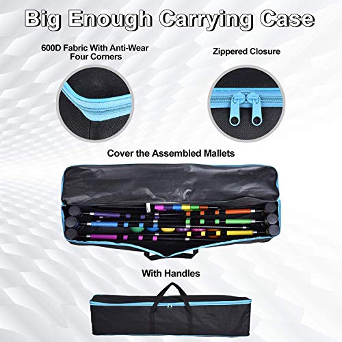 DealKits [6 Players] Croquet Set for Families with Carrying Bag for Yard Outdoor Lawn Backyard Games for Kids Adults All Ages, 35 Inches - Thumbnail 4