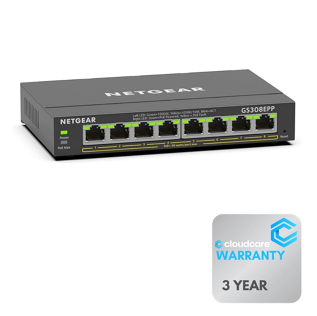 Amazon.com: NETGEAR GS308EPP 8-Port Managed 𝐏𝐨𝐄+ Switch | 123W