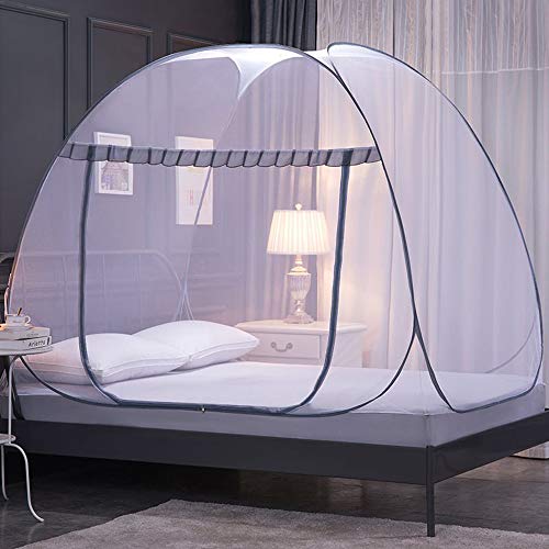 Mengersi Bed Net Tent Canopy Curtains Folding Design With Net Bottom For Home & Travel (Twin, Gray) #TOP12