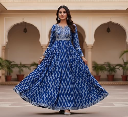 Image of Cotton Pochampally ikat unstitched blouse, Kurthi, long frock fabric material for women (1 meter, 2 meters & 3 meters)