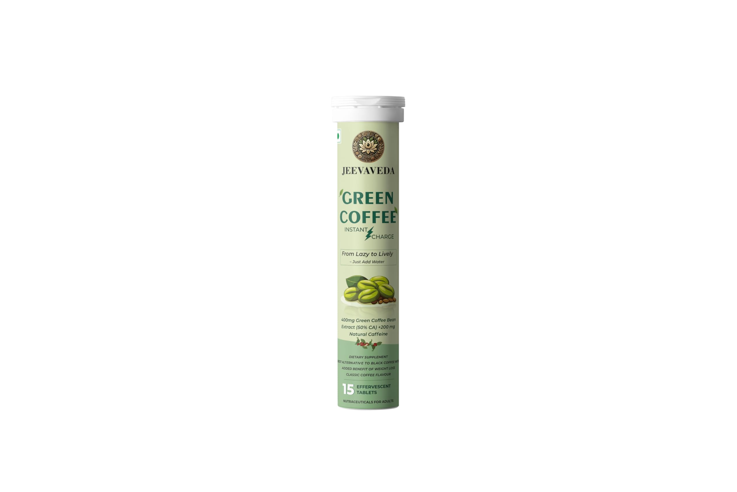 JEEVAVEDA Green Coffee and ACV Effervescent Tablets Combo | Apple Cider Vinegar with Garcinia Vitamins and Pomegranate + Green Coffee Bean Extract with Natural Caffeine | Detox Weight and Craving Control | 60 Tablets (30+30)-image-46