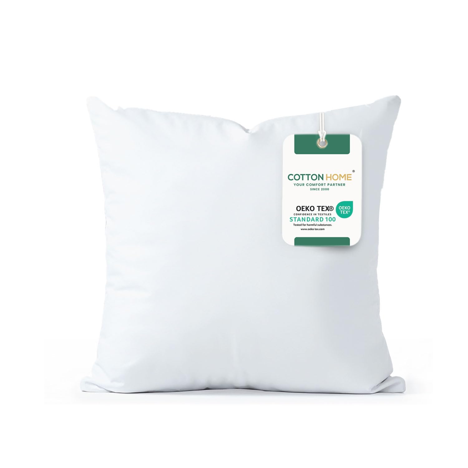 Cotton Home Casual Bedding Throw Pillows Insert Cushion Filler Outer Cover HD Microfiber Filling 350 grams Ultra Soft Fiber Size 40x40cm / 16x16inch Cushion Inserts Home Decor | White (Pack of 1)