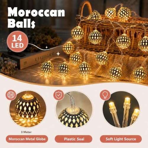 Image of One94Store 3 Meter 14 LED Maccoran Ball String Lights - Perfect for Indoor /Outdoor Decoration for Diwali, Christmas, Birthday, Navratri, and Valentine's Day Gifts(Warm White)
