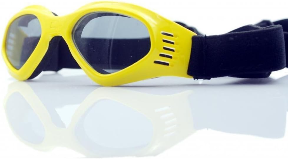 Kromi Dog Sunglasses, Doggy Goggles, Foldable UV Protection Doggie Dog Motorcycle Goggles Eyewear Pet Sunglasses for Small Medium Large Dogs (Yellow, Medium)