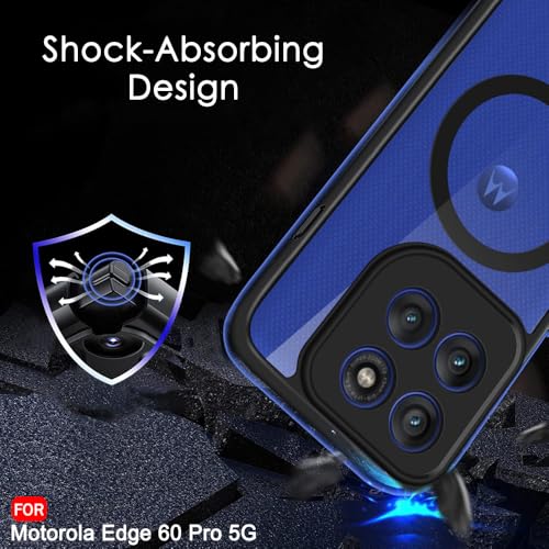 Image of TheGiftKart Hybrid Shockproof Back Cover Case for Motorola Moto Edge 60 Pro 5G | Hard Back Cover Case for Motorola Edge 60 Pro 5G (PC & TPU, MagSafe Compatible, Transparent Clear Back, Black Sides)