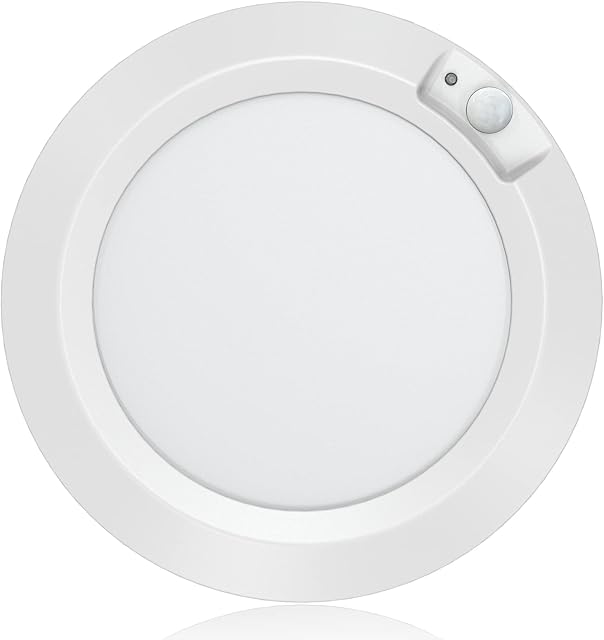 Awanber Motion Sensor Battery Powered Ceiling Light, Closet Light with Motion Detection Wireless LED Lights Battery Operated for Pantry Shed Cabinet Bathroom Attic Stairwell - 210LM 6000K Cool White