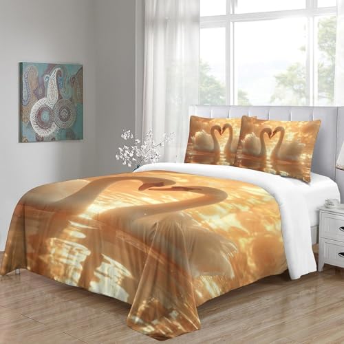 Ensemble de literie imprimé cygnes en microfibre douce King - 5