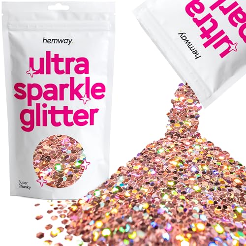 Hemway Ultra Sparkle Glitter Rose Gold Holographic 100g Super Chunky