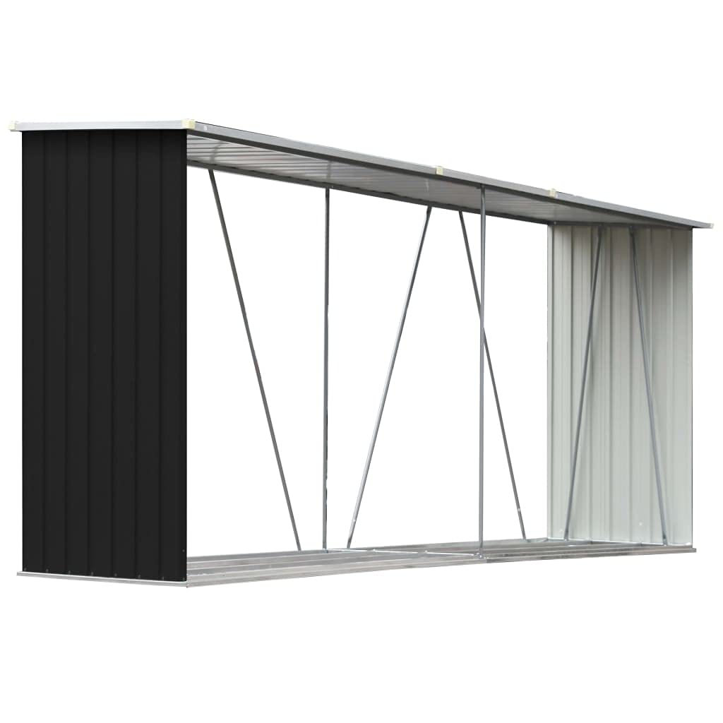 Refined Brennholzlager Kaminholzunterstand Brennholzregal Brennholzunterstand Kaminholzständer Holzlager Verzinkter Stahl 330x84x152 cm Anthrazit