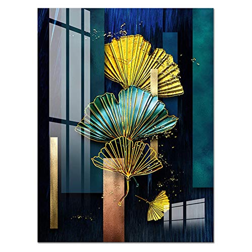 Art mural de style chinois moderne vert et or sur toile premium sans cadre - 3