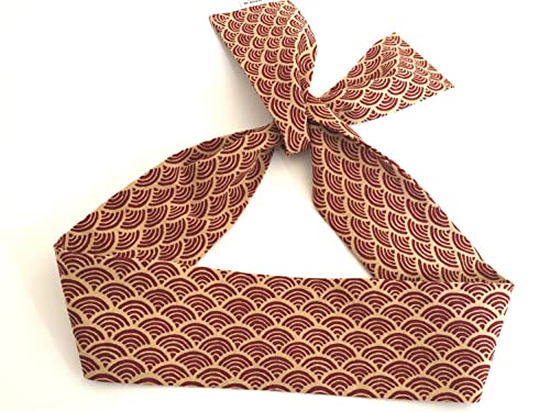 Japanese Hachimaki Headband SEIGAIHA Nami Wave Pattern Sushi Chief, Sports