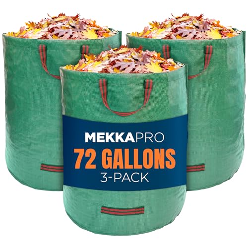 MEKKAPRO Garden Waste Bags Heavy Duty 3-Pack, Garden Bag 272 L - Reusable Garden