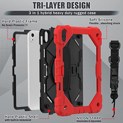 Protection iPad 10e Génération de haute qualité bicolore avec dragonne et support