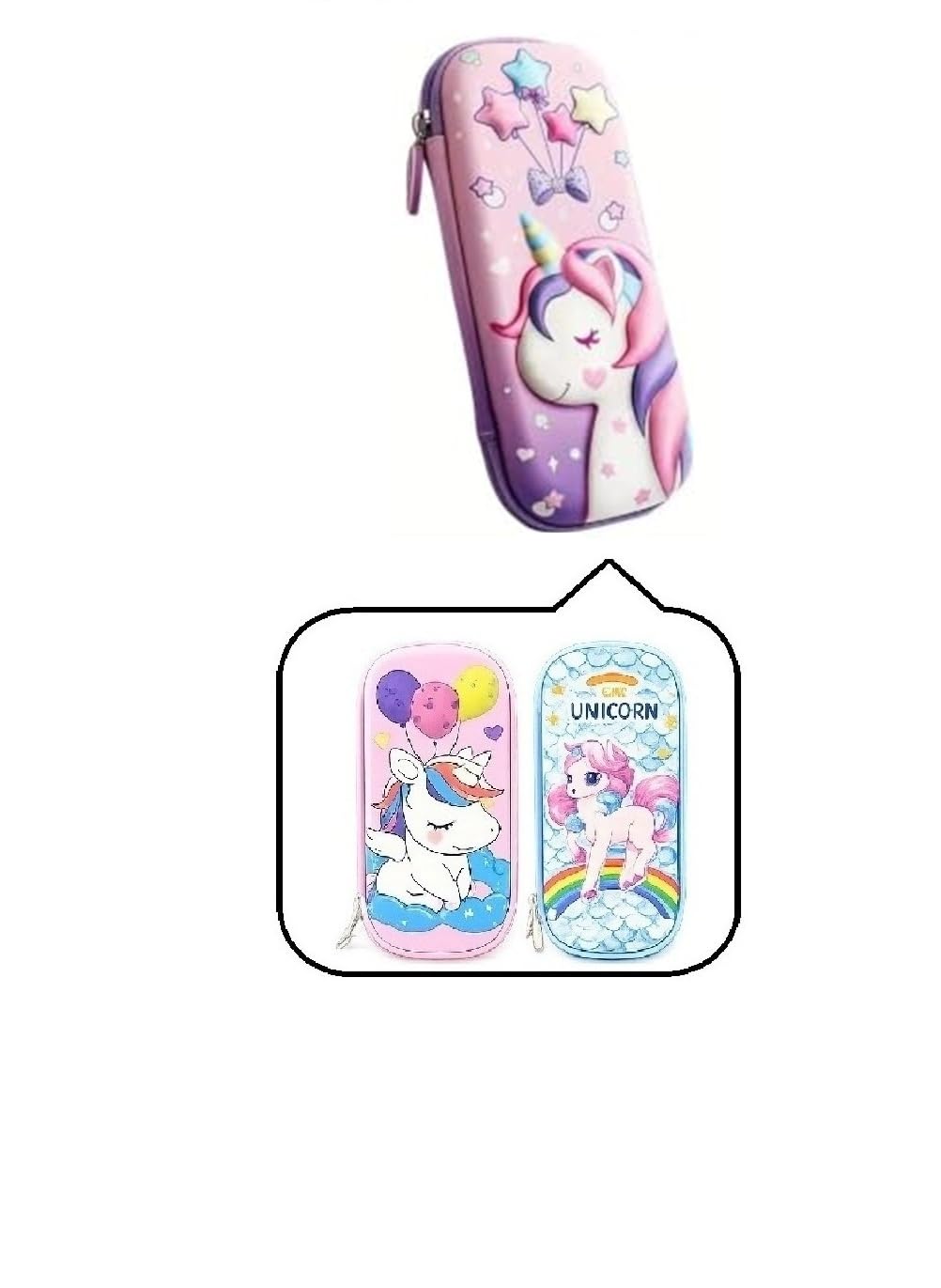 2-Pc Premium Edition 3D Hardtop Designer Pencil Case – EVA Organizer for Kids Random Design (ONLY Two Pouch) - PR-image-21