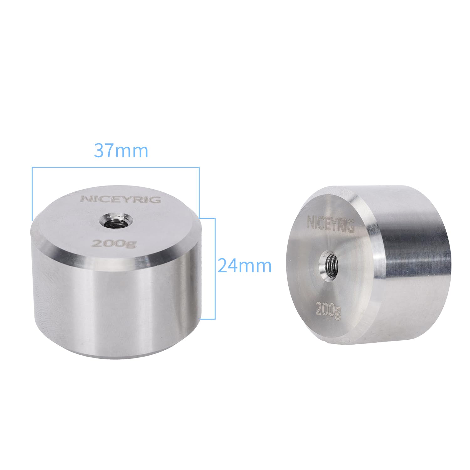 NICEYRIG 2 x 200 g Gegengewicht, kompatibel mit 1/4-20 Gewindelochstange und Kamerakäfig