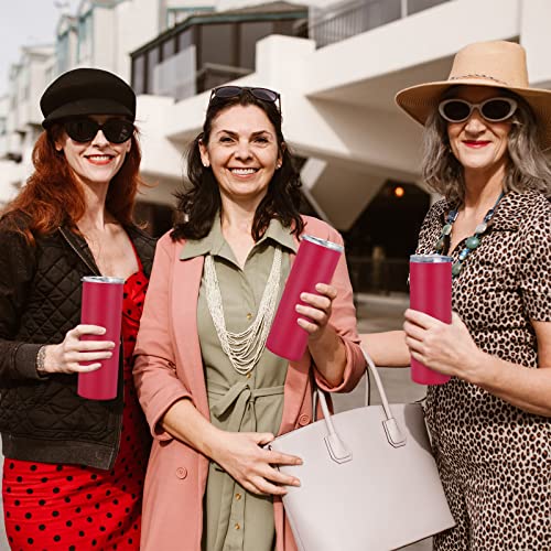 Qtencas Stainless Steel Skinny Tumbler Set, Insulated Skinny Tumbler With Lid And Straw, 20 Oz Slim Water Tumbler For Coffee Water Hot Cold Drinks, Set Of 4, Viva Magenta #TOP7