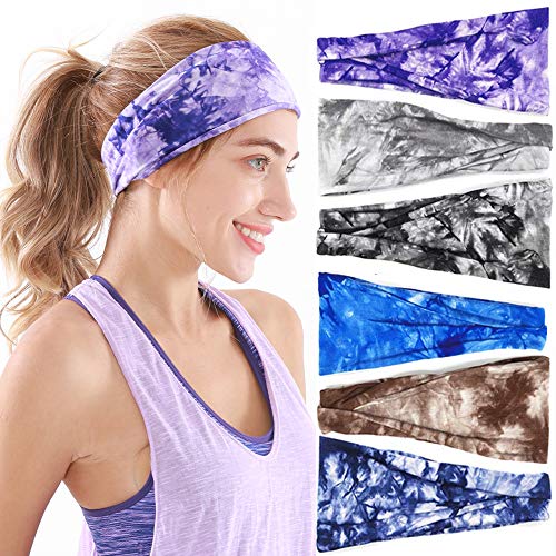 Headbands For Women, 6 PCS Yoga Running Sports Headbands Tie Dye Boho Pattern Elastic Non Slip Sweat Headbands Workout Hair Fashion Bands for Girls Headbands For Women, 6 PCS Yoga Running Sports Headbands Tie Dye Boho Pattern Elastic Non Slip Sweat Headbands Workout Hair Fashion Bands for Girls