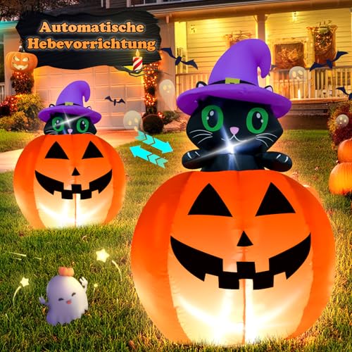 4FT Halloween Inflatable Blow up Lifting Cat Pumpkins Indoor Decoration - image 3