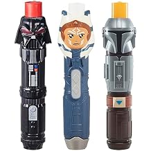 STAR WARS Lightsaber Squad 3-Pack, The Mandalorian, Ahsoka, and Darth Vader Lightsabers, Toys for 4 Year Old Boys and Girls