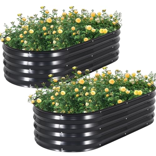 Image of STBoo Galvanized Raised Garden Bed Outdoor, 2Pcs 120x60x30CM, Grey