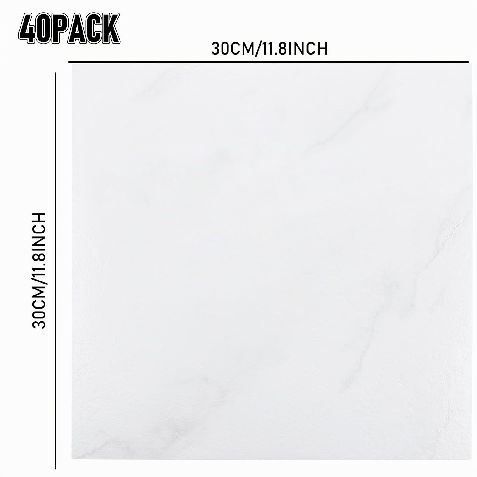 Lot de 40 revêtements de sol en vinyle autocollant 1,3 mm - 30 x 30 cm - Revêtement de sol en PVC - Aspect bois - Pour cuisine, salon - Blanc