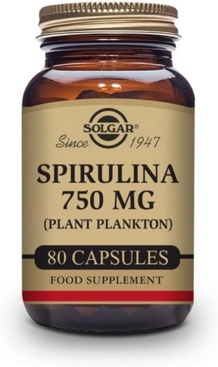 Solgar SPIRULINA Vegetarian 750mg. 80cap, Estándar, Único, 16