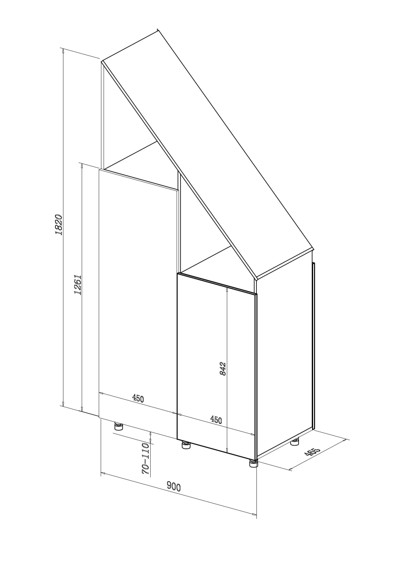 VDD – Fachschrank – Schrägwandschrank – Wandschrank – Weiß – Für Dachschrägen geeignet
