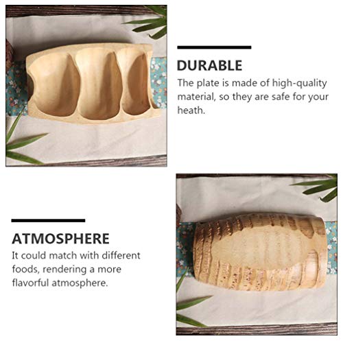 HEMOTON Bandeja de madeira para servir com compartimento, recipiente para doces e porcas, bandeja pa