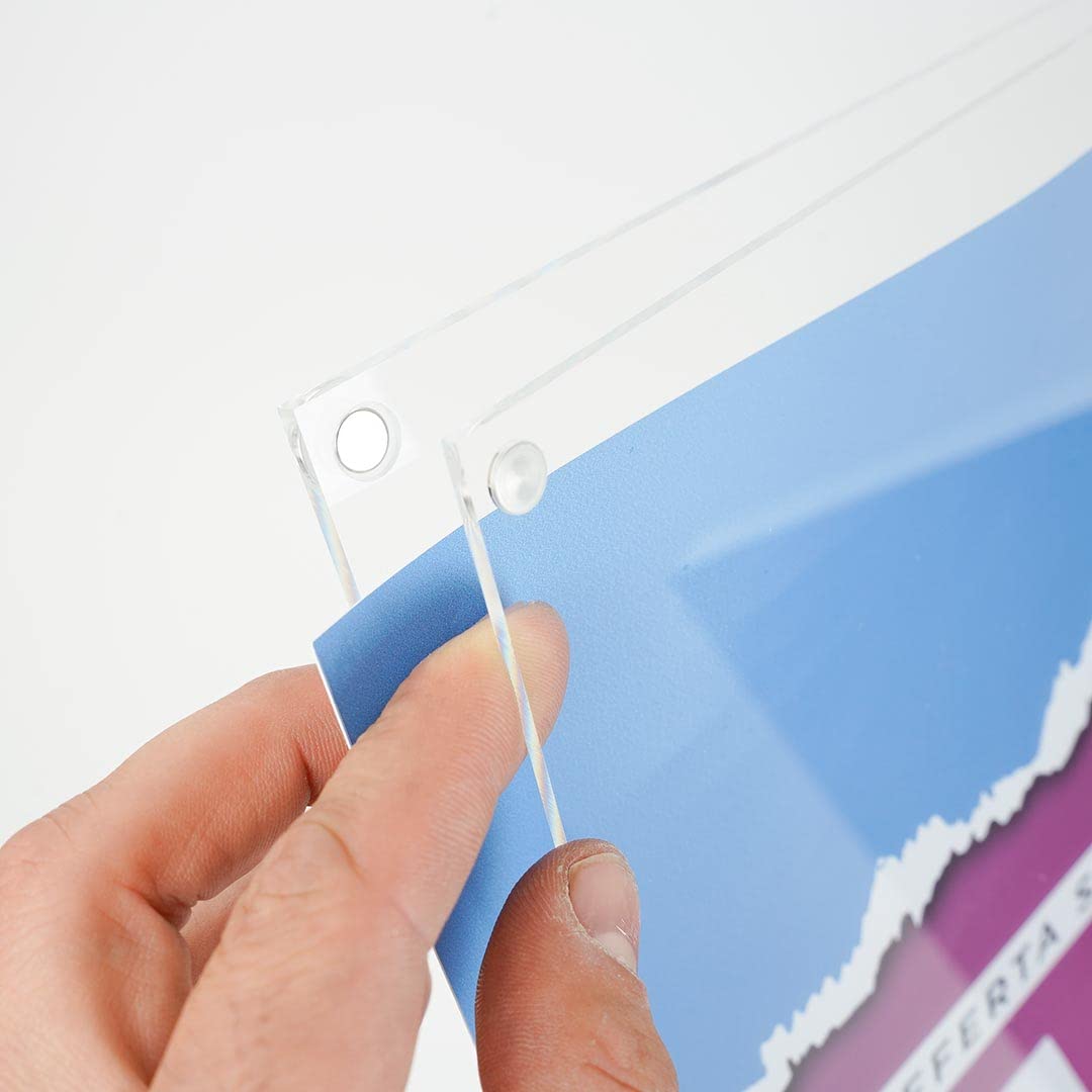 Danieli Store - Expositor Publicitario de Pie de Metacrilato Transparente - Soporte para Carteles A3 con Cierre Magnético - Orientable en Horizontal y Vertical - Soporte Porta Menu de Exterior