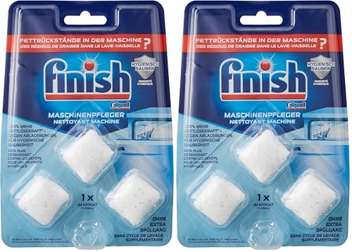 Finish Pastillas para el cuidado de la máquina – Pastillas para lavavajillas contra la suciedad y la grasa en el interior del lavavajillas – 1 x 3 pastillas para lavavajillas (Paquete de 2)