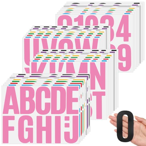 Image of Qilery 32 Sheets 4 Inch Letter and Number Stickers Self Adhesive Vinyl Letters Alphabet Stickers Big Font Letters Number Tags for School Classroom Home Mailbox Decor (Multicolored)