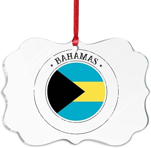 Miniatura 3 de Adorno de árbol de Navidad de Bahamas, bandera de las Bahamas, adornos acrílicos para decoraciones de Navidad, bandera nacional, recuerdo del país,