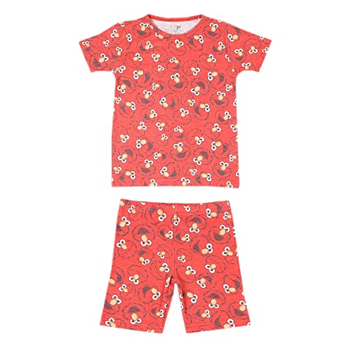 Copper Pearl Two Piece Short Sleeve Toddler Pajamas PJ Sets for Boys and Girls - Adorable Pattern Summer Pajamas Shorts to Keep Cool While Sleeping, Size 12 Months to 5T - Elmo