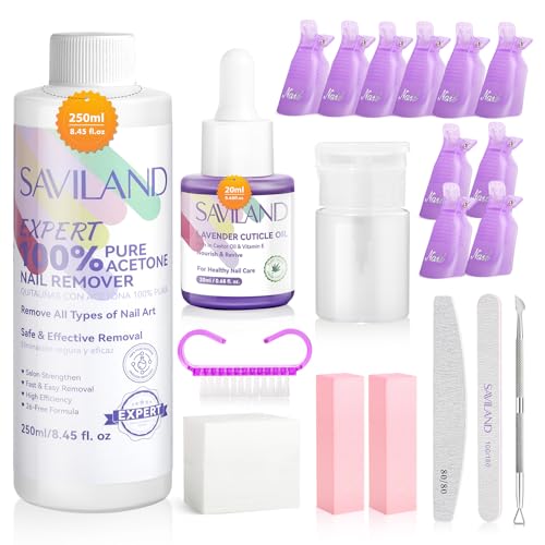 SAVILAND Kit Removedor de Esmalte de Uñas: Quitaesmalte de Uñas de Gel con Acetona con Herramientas Completas para Quitar el Esmalte de Uñas Quitaesmalte de Gel Seguro para Uñas Eliminación Eficaz con