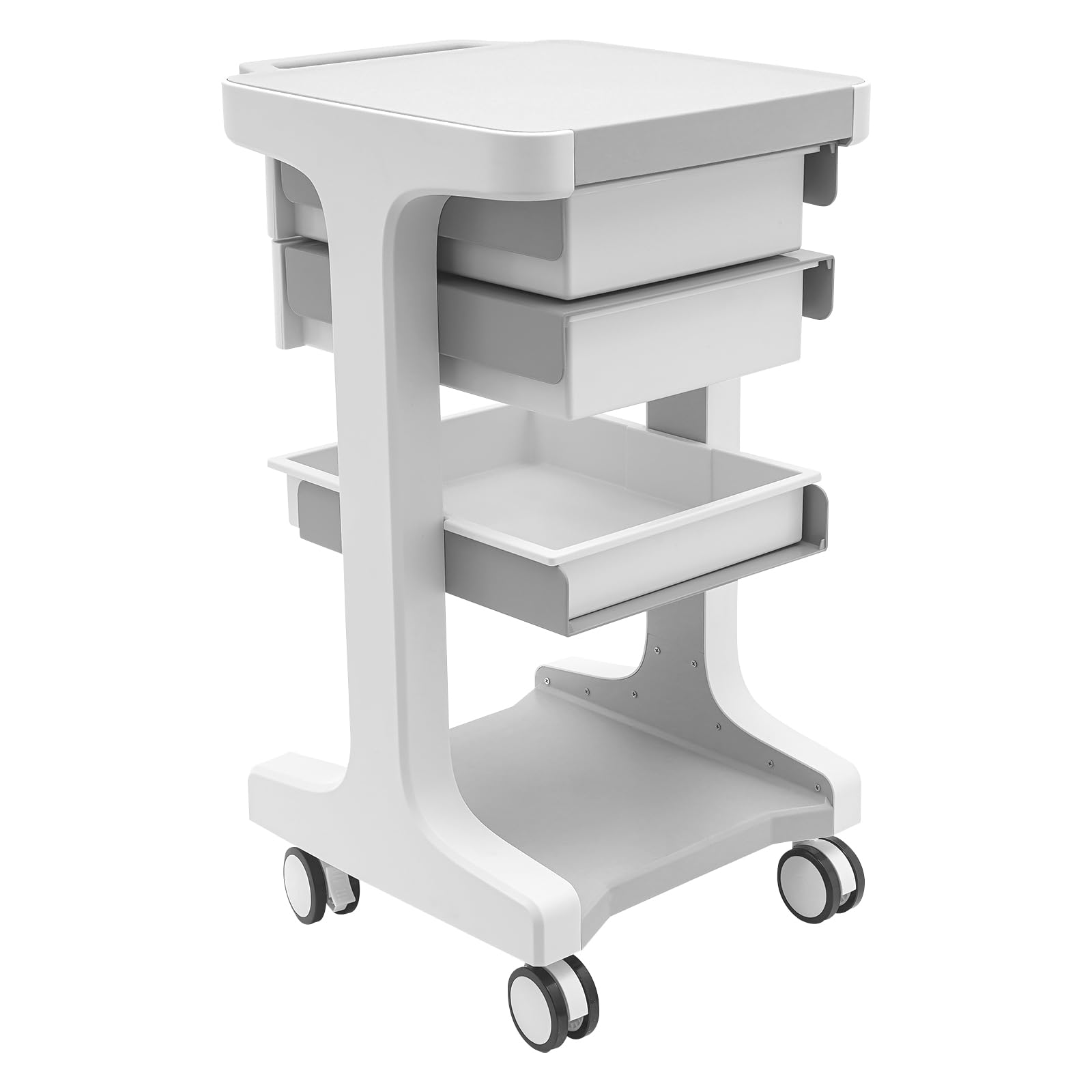 Chariot de laboratoire à médecine, 60 kg, chariot de rangement, chariot de coiffure, de beauté, de travail, de coiffeur, de service avec 2 tiroirs et étagère supérieure pour clinique, salon
