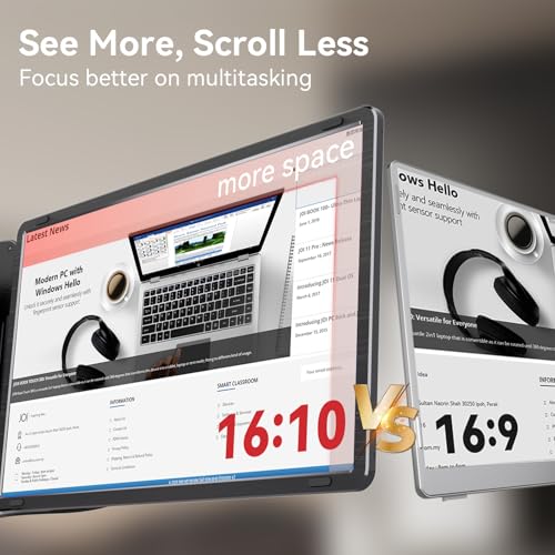 Image of LXU 16 inch 1200P Laptop Screen Extender Monitor Portable | Detachable Triple Extended Monitor, Plug n Play for 12~16.5 inch Laptops, Black, S9G